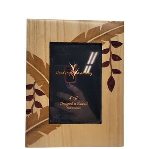 Vintage wood inlay wood palm picture frame 4x6 Handcrafted Hawaii